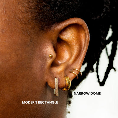 Narrow Dome Locking Huggie Earrings - Imperfect
