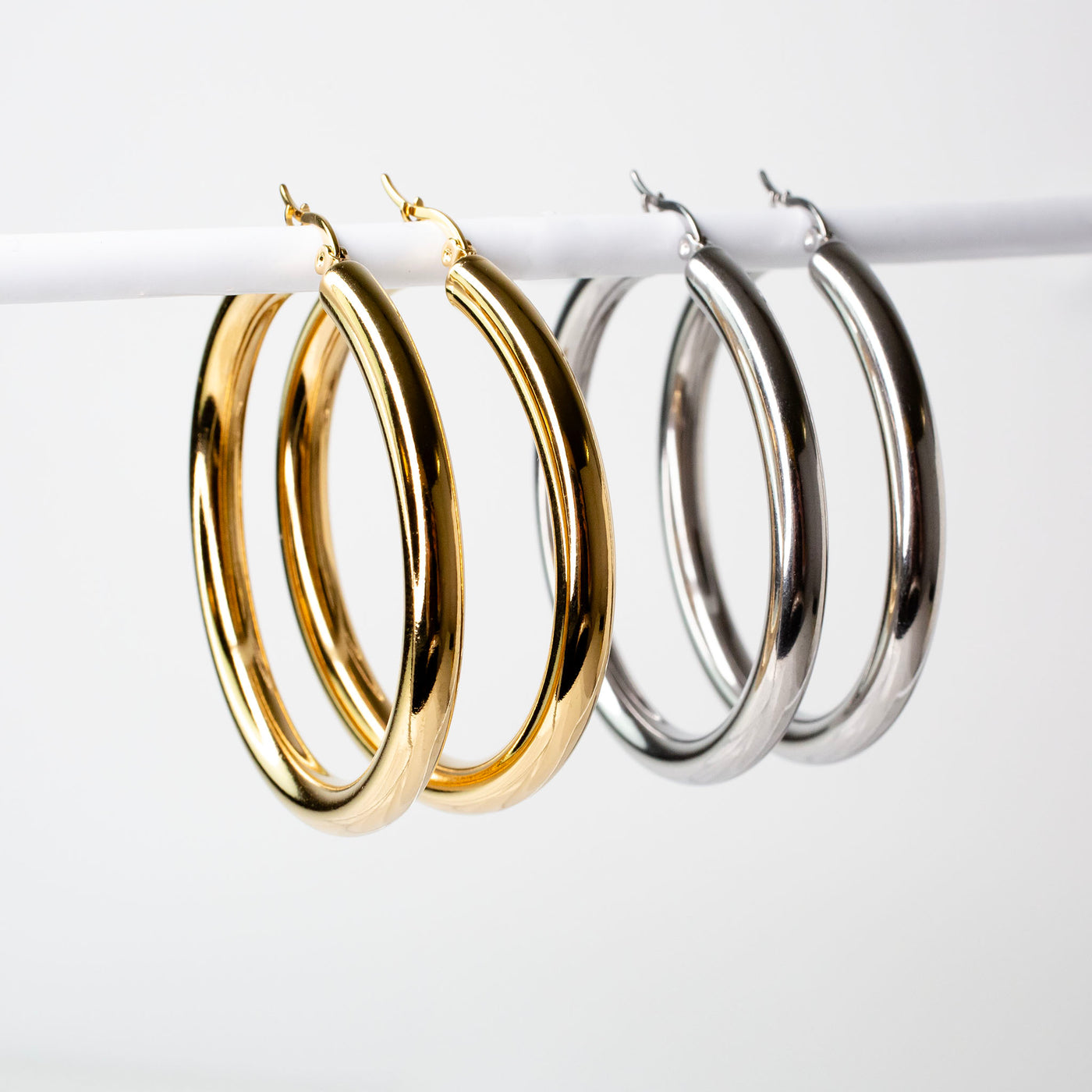 Disco Hollow Hoop Earrings Pair – Grayling