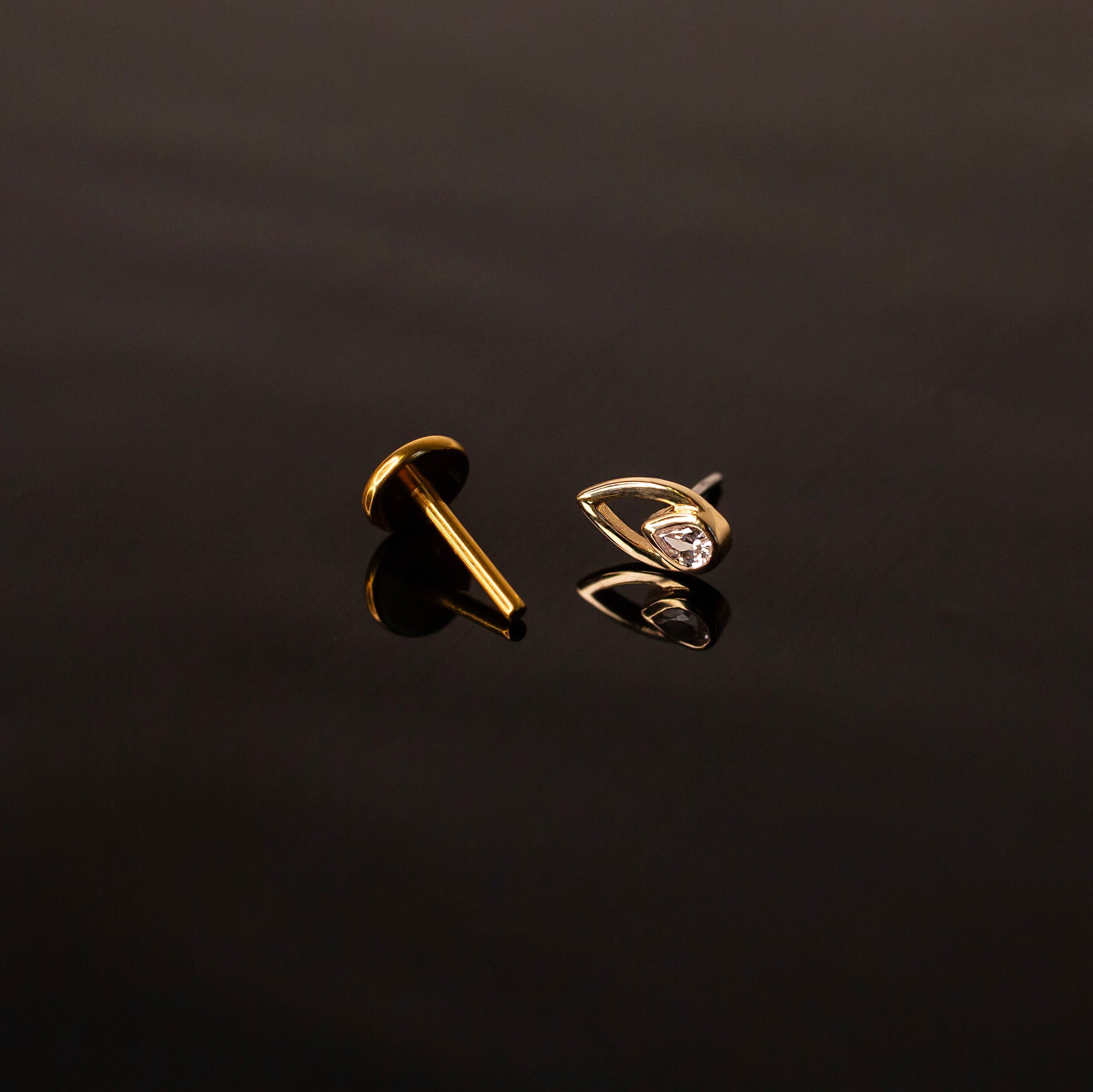 Echo CZ Flat Back Sleeper Earrings by Buddha Jewelry - 14k Solid