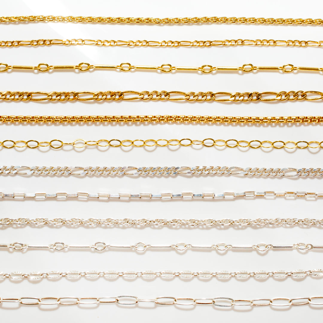 Modern V Bar Link Necklace 14K Solid Gold Grayling