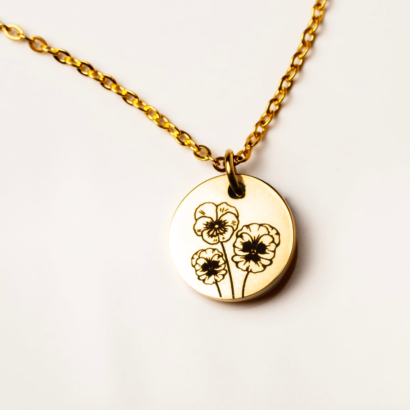 Fiore Engraved Birth Flower Necklace