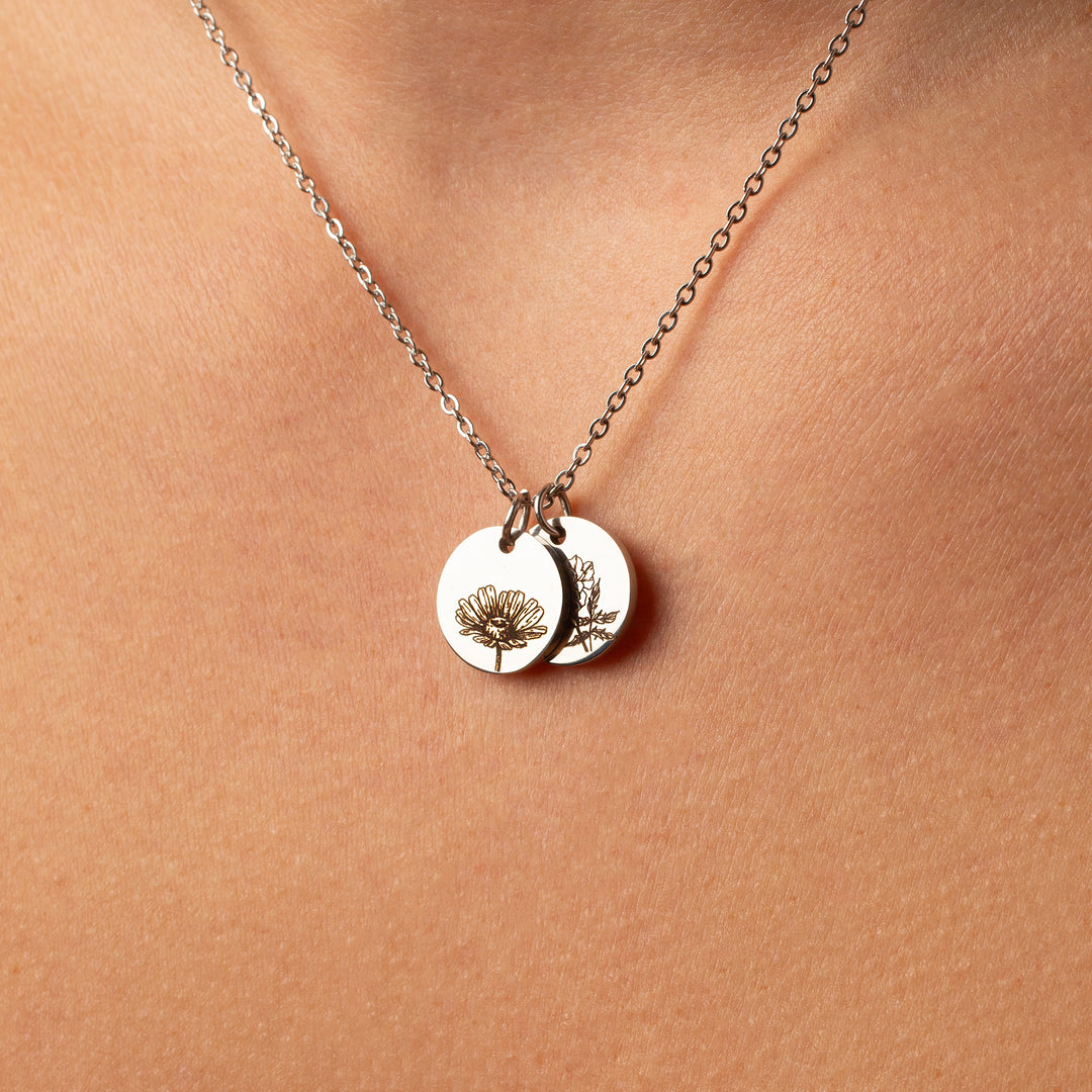 Birth flower necklace silver online