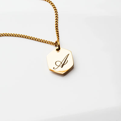 Amore Engraved Initial Letter Necklace - Gold