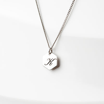 Amore Engraved Initial Letter Necklace - Silver