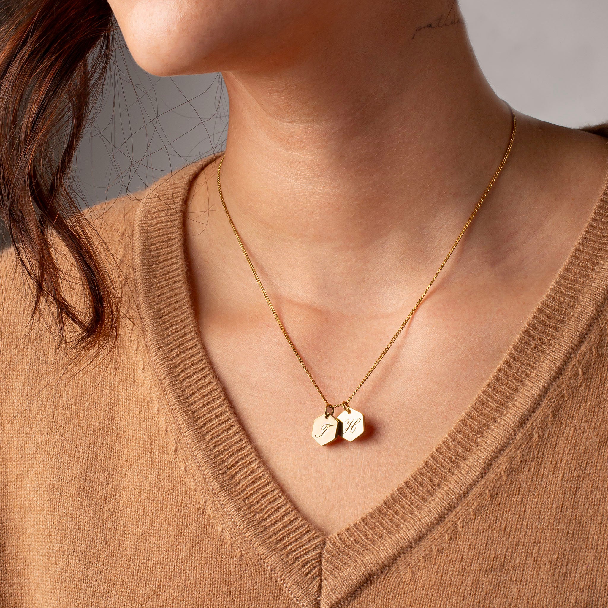 Amore Engraved Initial Letter Necklace Gold