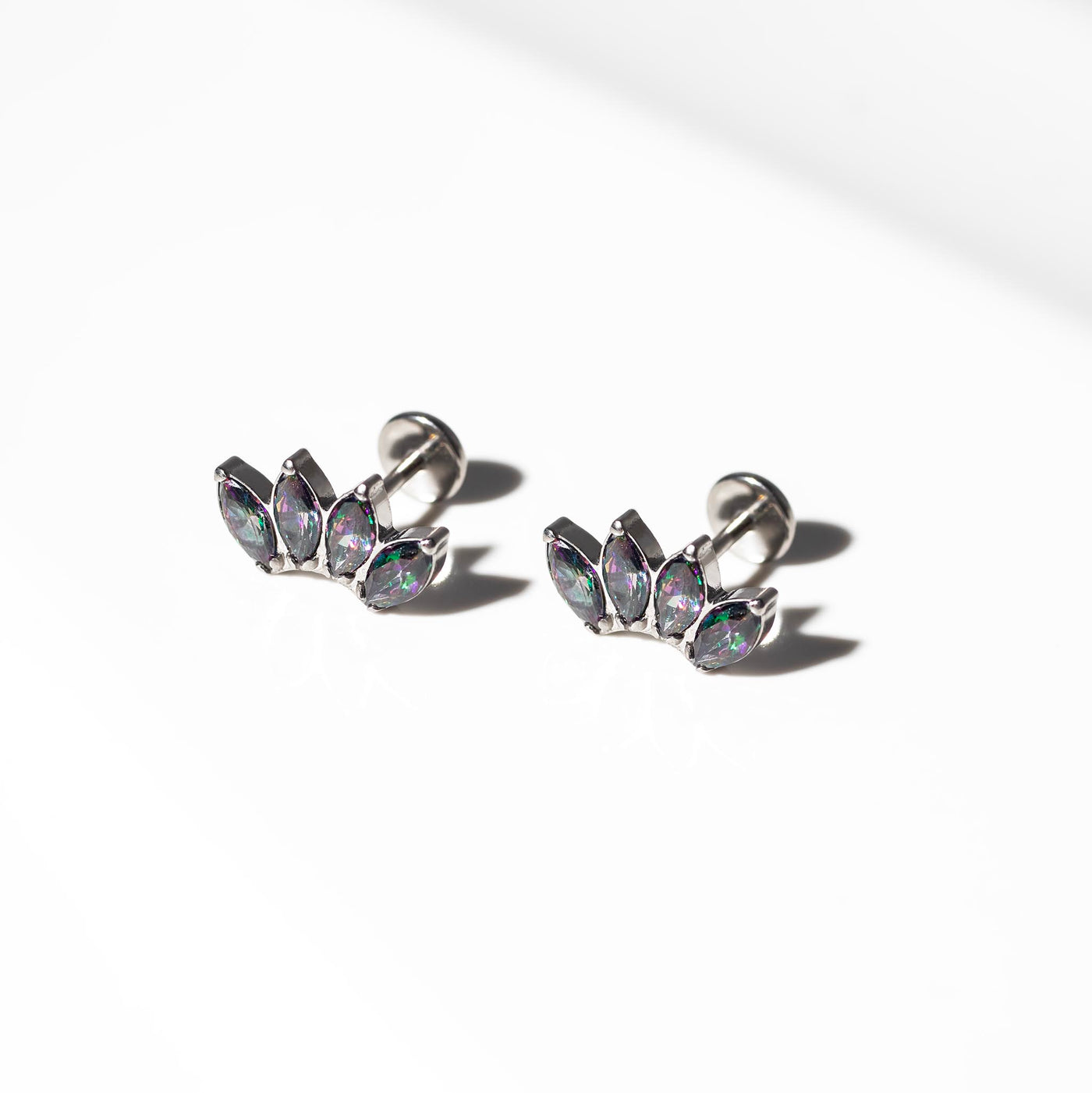 Envy Arc Marquise Titanium Flat Back Sleeper Earrings