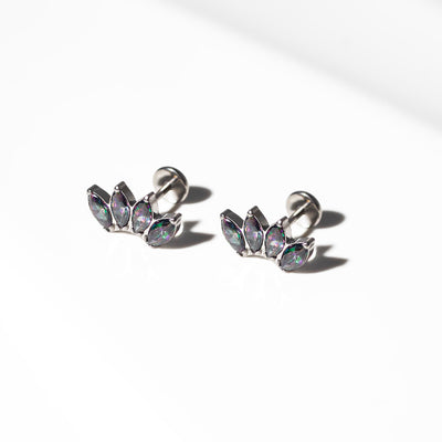 Envy Arc Marquise Titanium Flat Back Sleeper Earrings