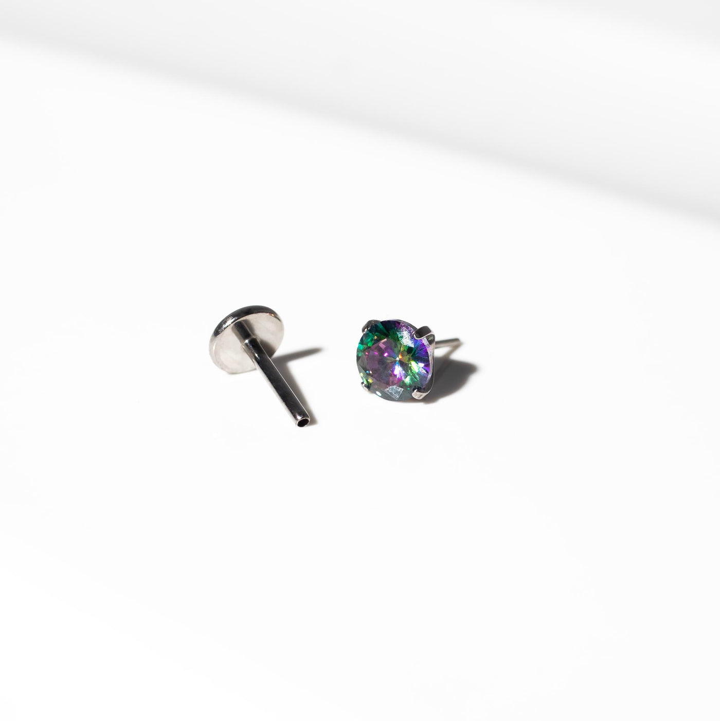 Envy Solitaire Round Titanium Flat Back Sleeper Earrings