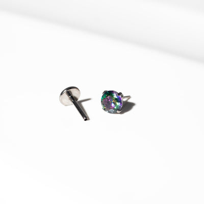 Envy Solitaire Round Titanium Flat Back Sleeper Earrings