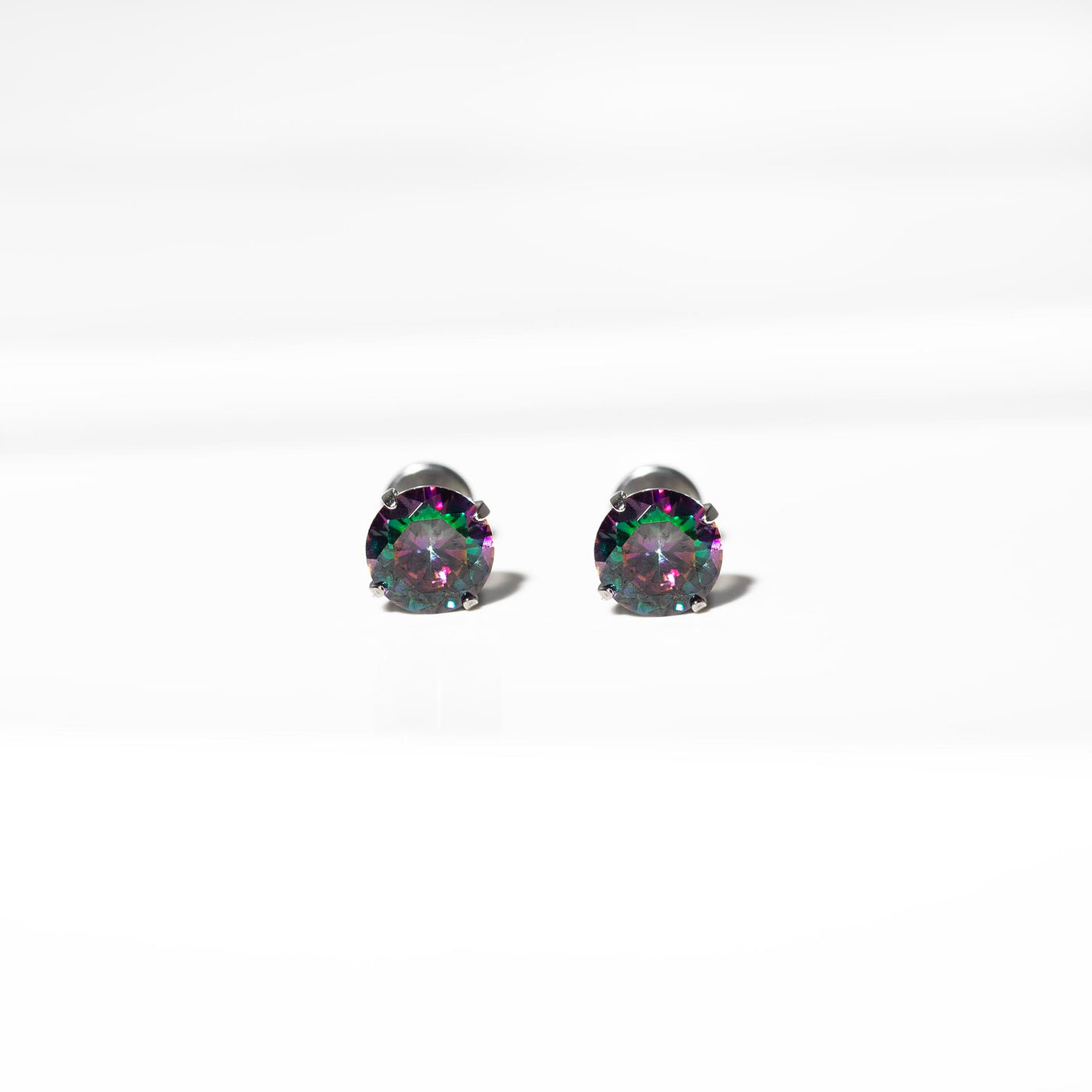 Envy Solitaire Round Titanium Flat Back Sleeper Earrings