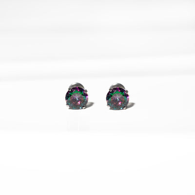 Envy Solitaire Round Titanium Flat Back Sleeper Earrings