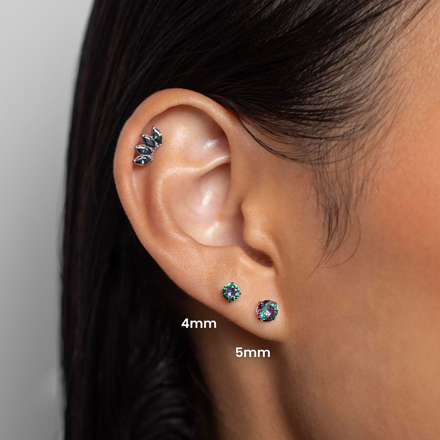 Envy Solitaire Round Titanium Flat Back Sleeper Earrings