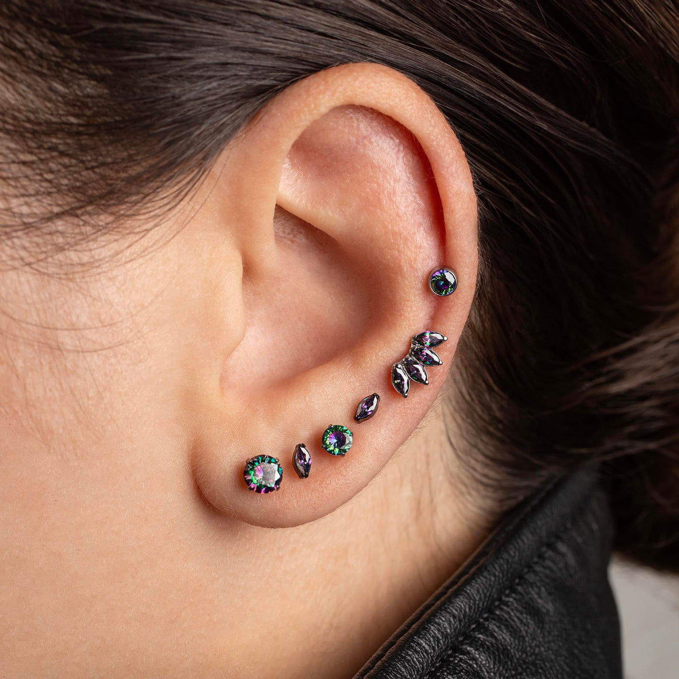 Envy Arc Marquise Titanium Flat Back Sleeper Earrings