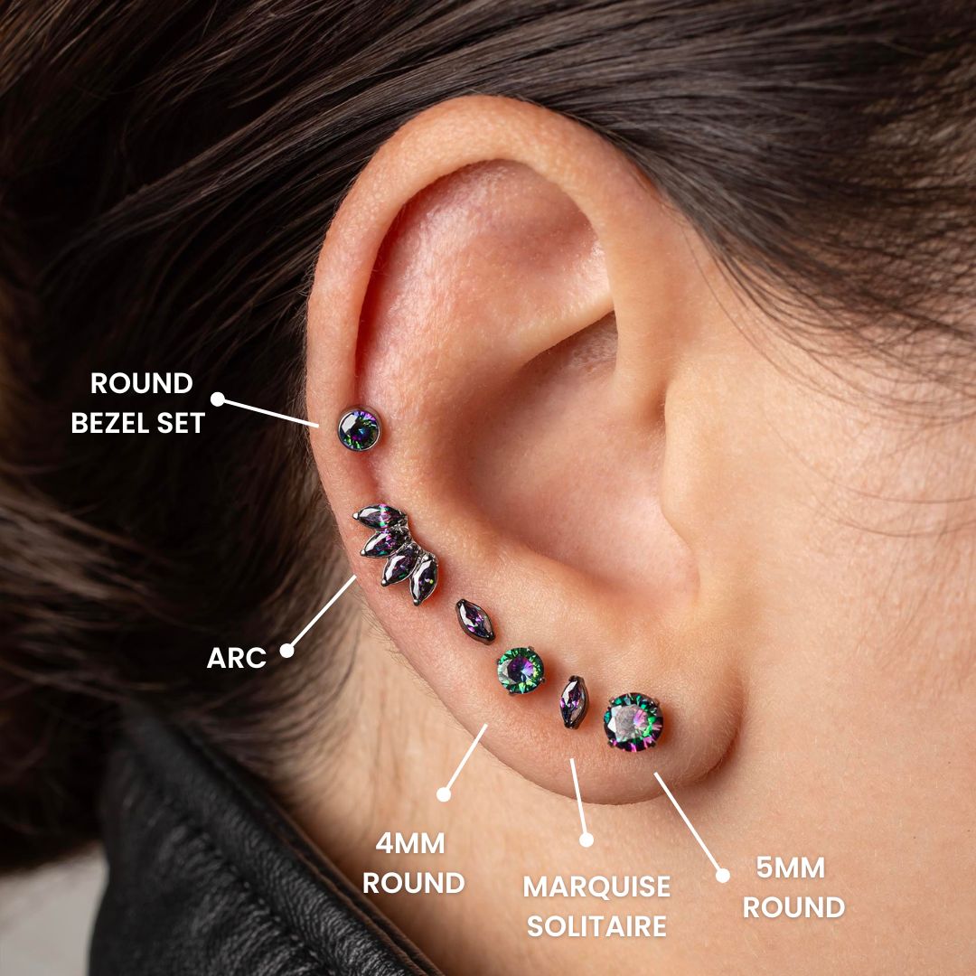 Envy Arc Marquise Titanium Flat Back Sleeper Earrings