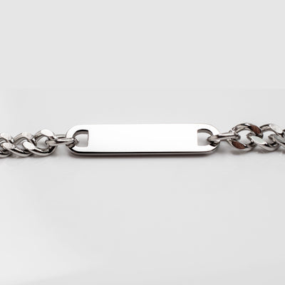 Forte Engraved Bar Curb Chain Bracelet with Personalized Centerpiece - WATERPROOF