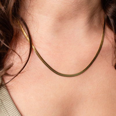 Waterproof Gigi Herringbone Chain Necklace