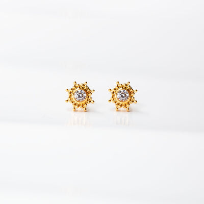 Glow Ornate Crystal Solitaire Flat Back Sleeper Earrings