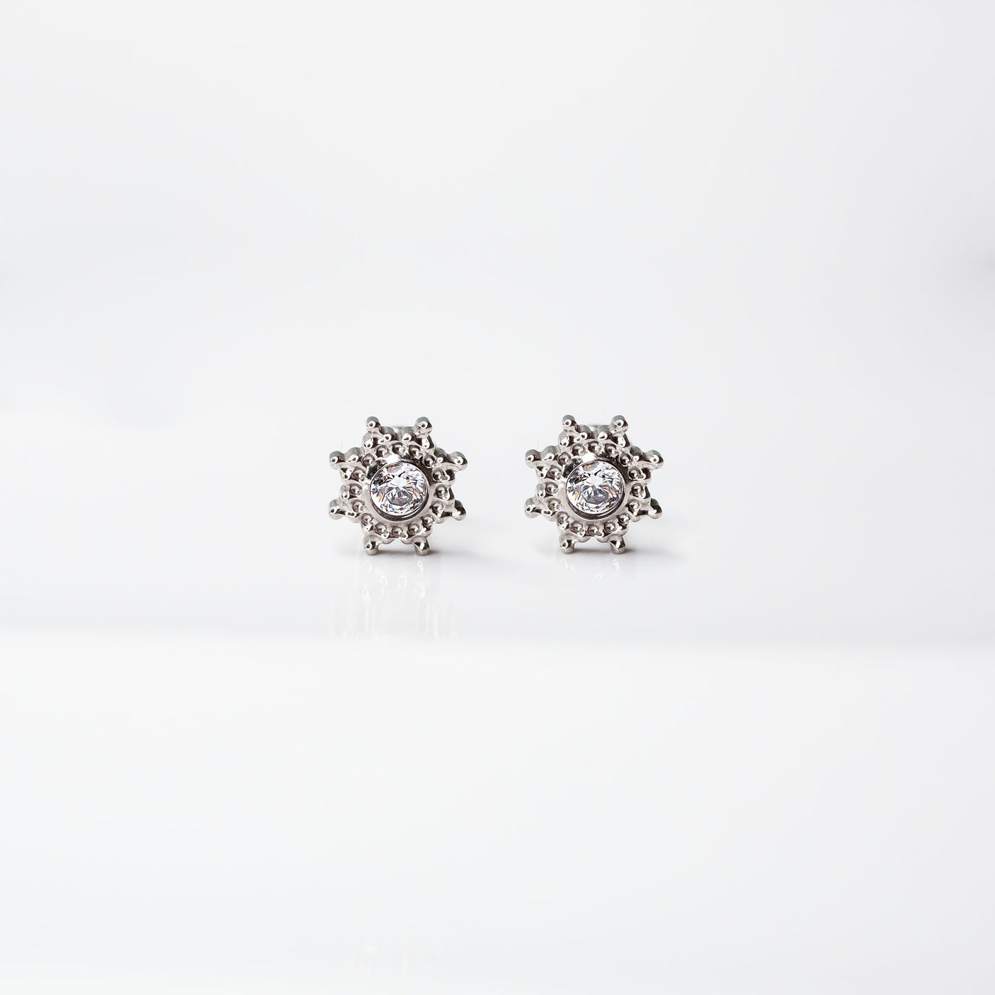 Glow Ornate Crystal Solitaire Flat Back Sleeper Earrings