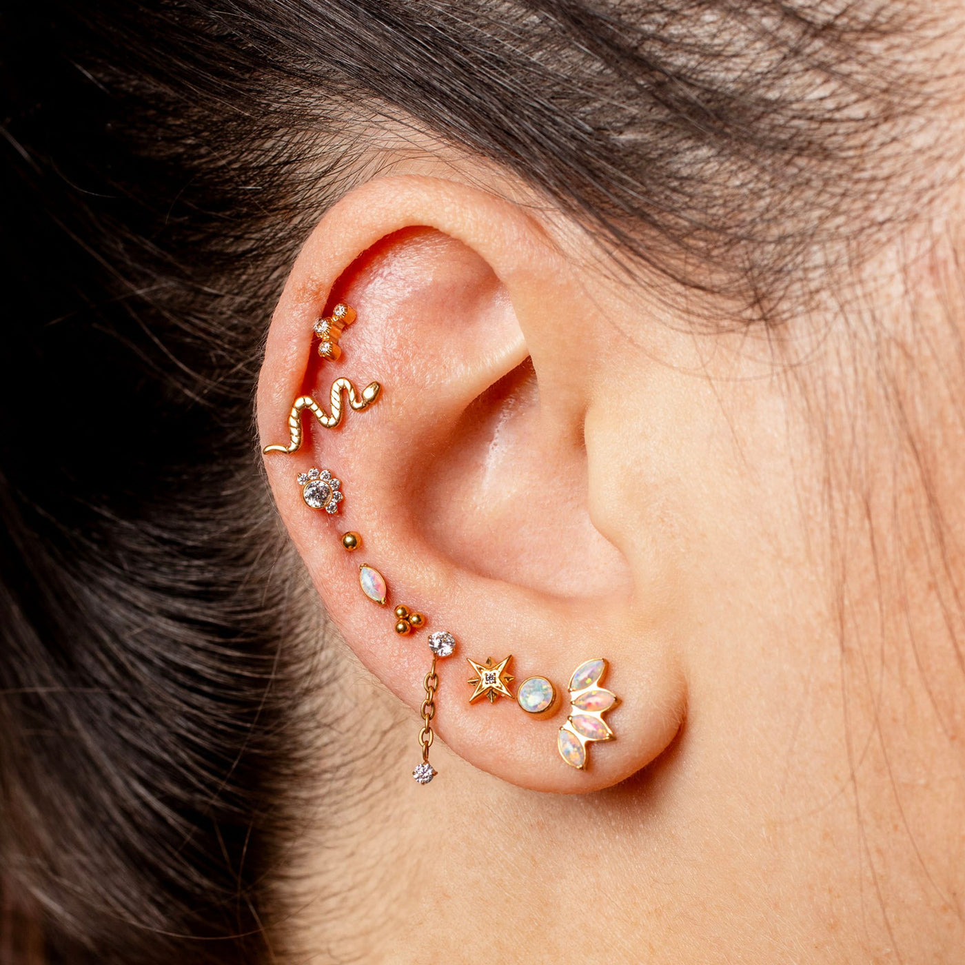 Aurora Marquise Solitaire Opal Titanium Flat Back Sleeper Earrings