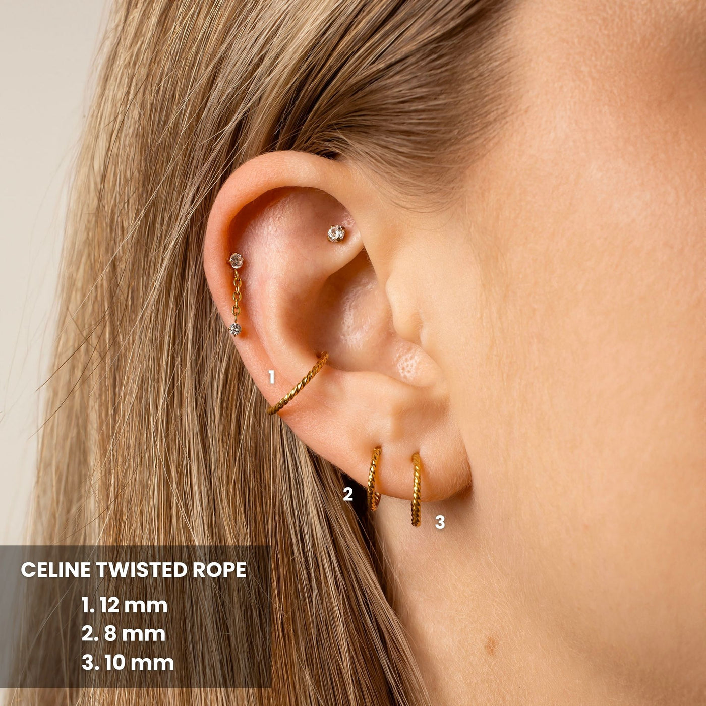 Celine Twisted Rope Hinged Titanium Segment Ring - Cartilage Hoop for Noses, Ears + More