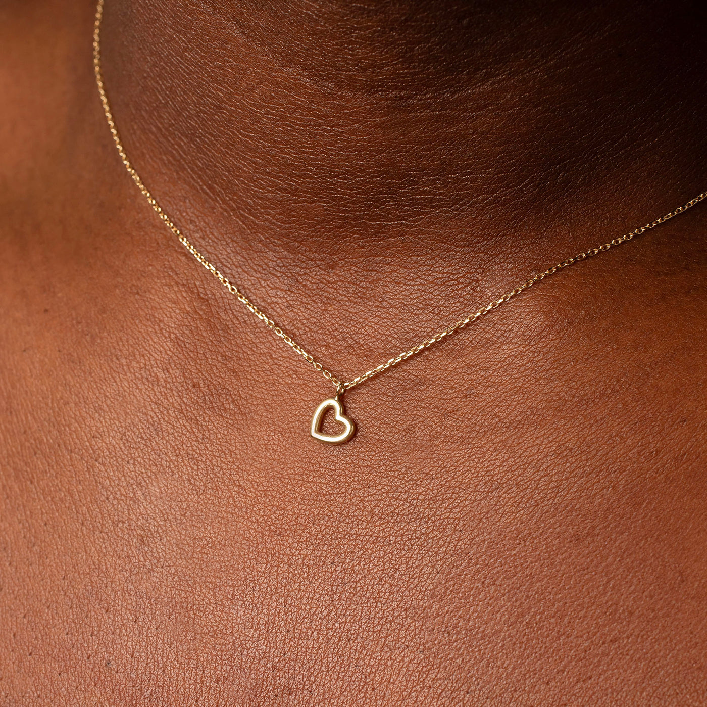 Open Heart Love Pendant Necklace - 14K Solid Gold