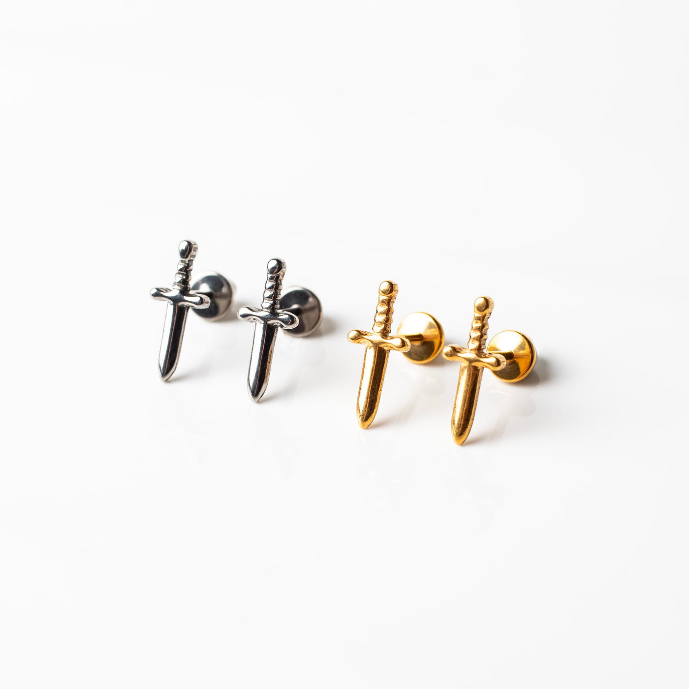 Juliet Dagger Titanium Flat Back Sleeper Earrings
