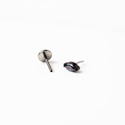 Jet Black Envy Marquise Titanium Flat Back Sleeper Earrings