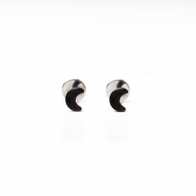 Jet Black Moon Titanium Flat Back Sleeper Earrings