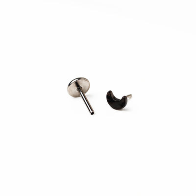Jet Black Moon Titanium Flat Back Sleeper Earrings