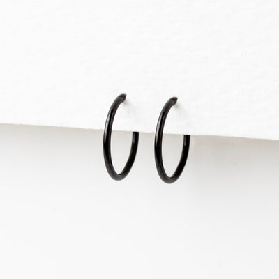 Jet Black Mya Smooth Hinged Segment Ring - Titanium Clicker Hoop for Noses, Ears + Cartilage