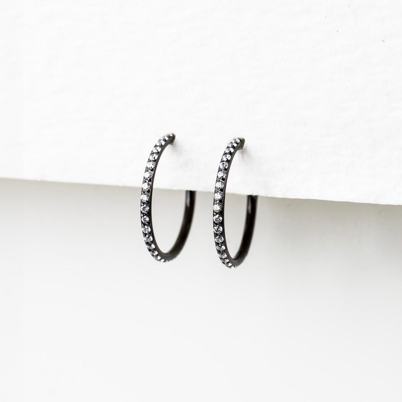 Jet Black Wisp Crystal Pavé Hinged Segment Ring - Titanium Clicker Hoop for Noses, Ears + Cartilage