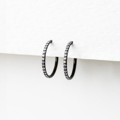 Jet Black Wisp Crystal Pavé Hinged Segment Ring - Titanium Clicker Hoop for Noses, Ears + Cartilage