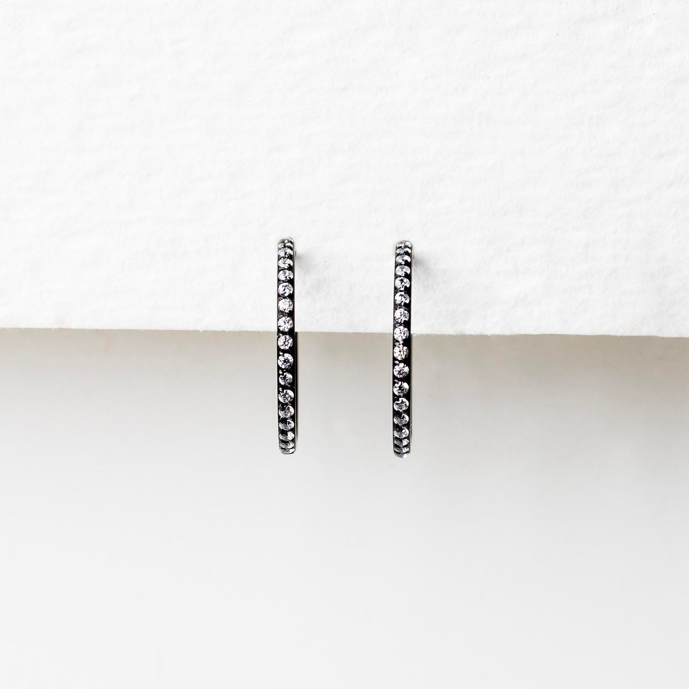 Jet Black Wisp Crystal Pavé Hinged Segment Ring - Titanium Clicker Hoop for Noses, Ears + Cartilage