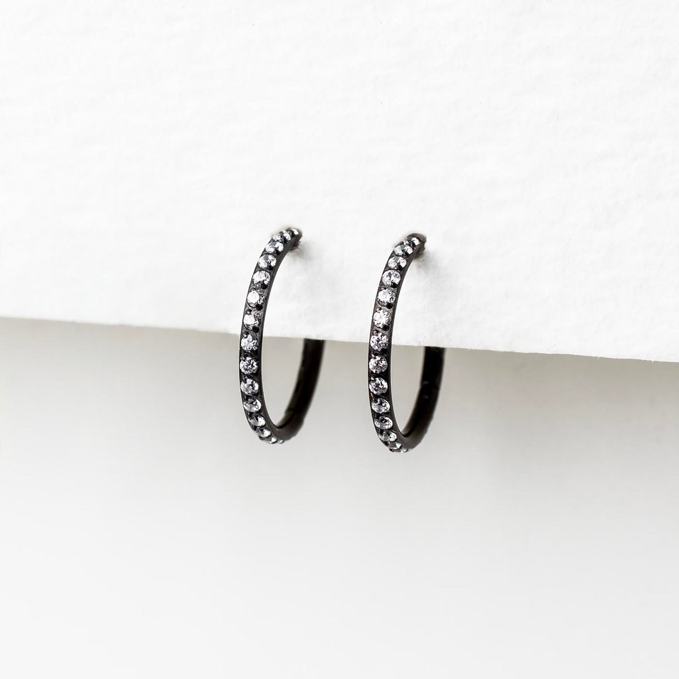 Jet Black Wisp Crystal Pavé Hinged Segment Ring - Titanium Clicker Hoop for Noses, Ears + Cartilage