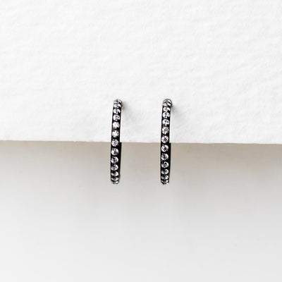 Jet Black Wisp Crystal Pavé Hinged Segment Ring - Titanium Clicker Hoop for Noses, Ears + Cartilage