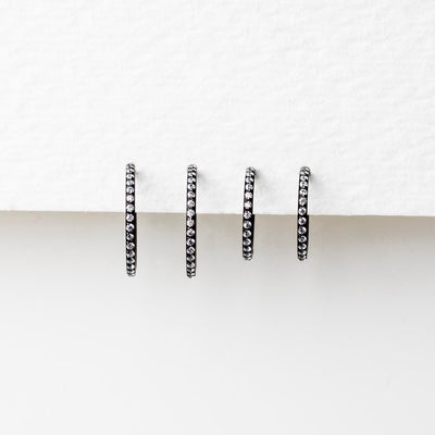 Jet Black Wisp Crystal Pavé Hinged Segment Ring - Titanium Clicker Hoop for Noses, Ears + Cartilage