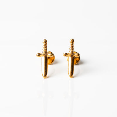Juliet Dagger Titanium Flat Back Sleeper Earrings