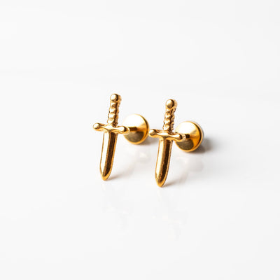 Juliet Dagger Titanium Flat Back Sleeper Earrings