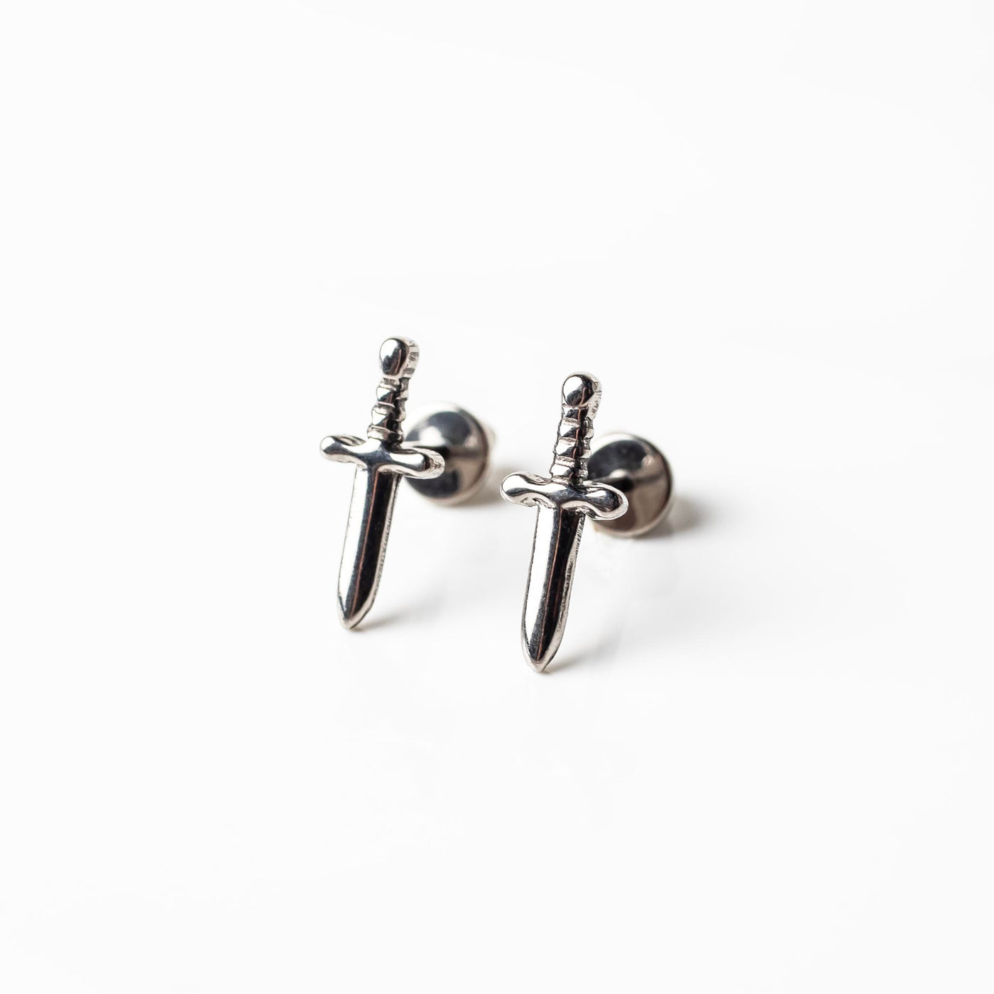 Juliet Dagger Titanium Flat Back Sleeper Earrings