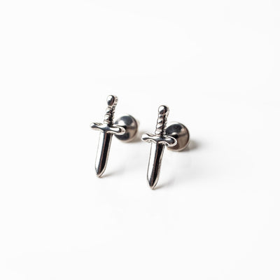 Juliet Dagger Titanium Flat Back Sleeper Earrings