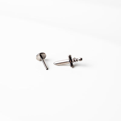 Juliet Dagger Titanium Flat Back Sleeper Earrings