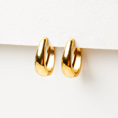 Kheli Teardrop Oval Locking Sleeper Hoops - Pair