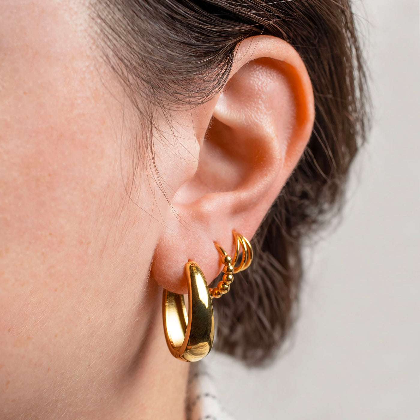 Kheli Teardrop Oval Locking Sleeper Hoops - Pair