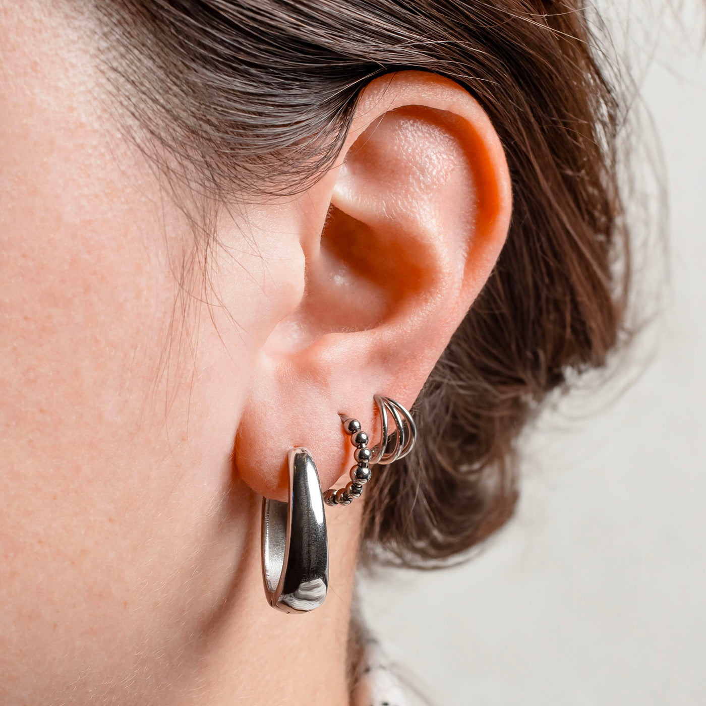 Kheli Teardrop Oval Locking Sleeper Hoops - Pair