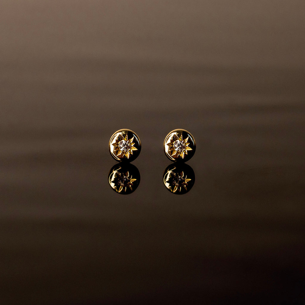 Lark CZ Flat Back Sleeper Earrings by Buddha Jewelry - 14k Solid