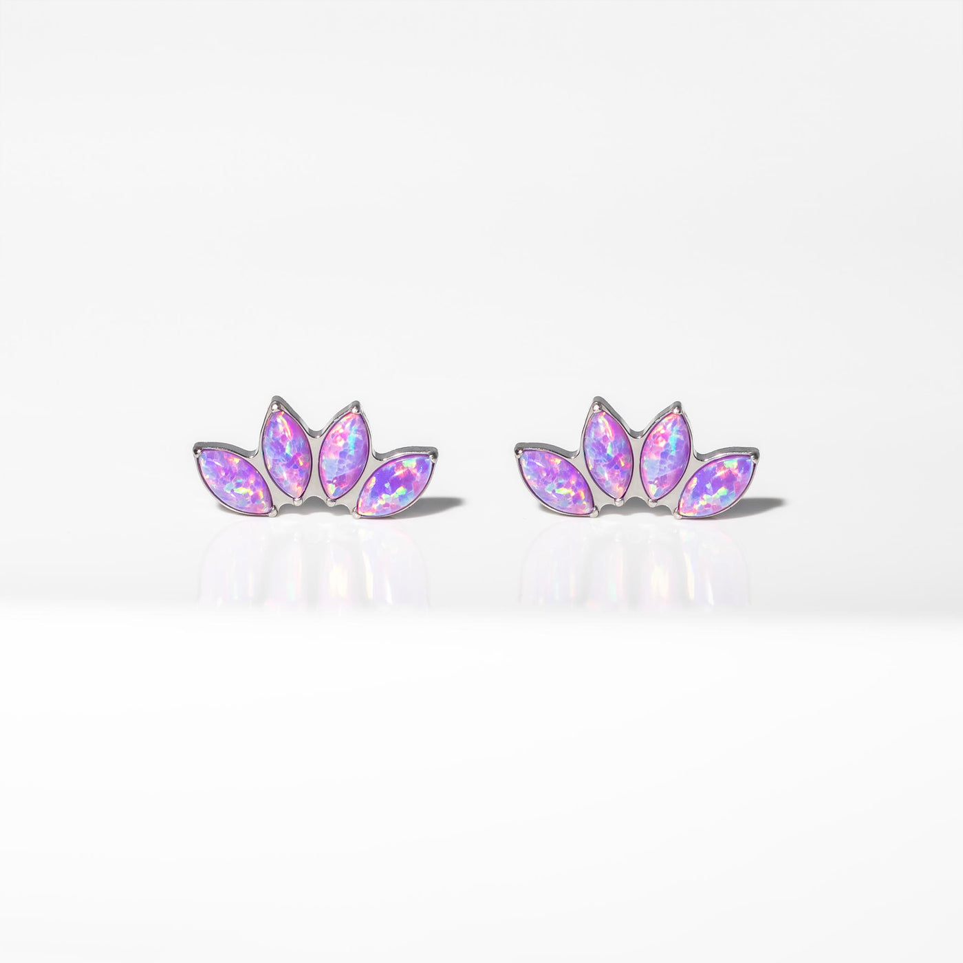 Lavender Arc Opal Titanium Flat Back Sleeper Earrings