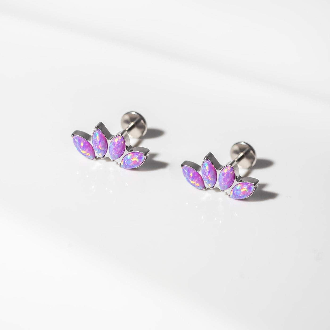 Lavender Arc Opal Titanium Flat Back Sleeper Earrings