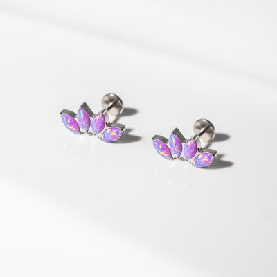 Lavender Arc Opal Titanium Flat Back Sleeper Earrings