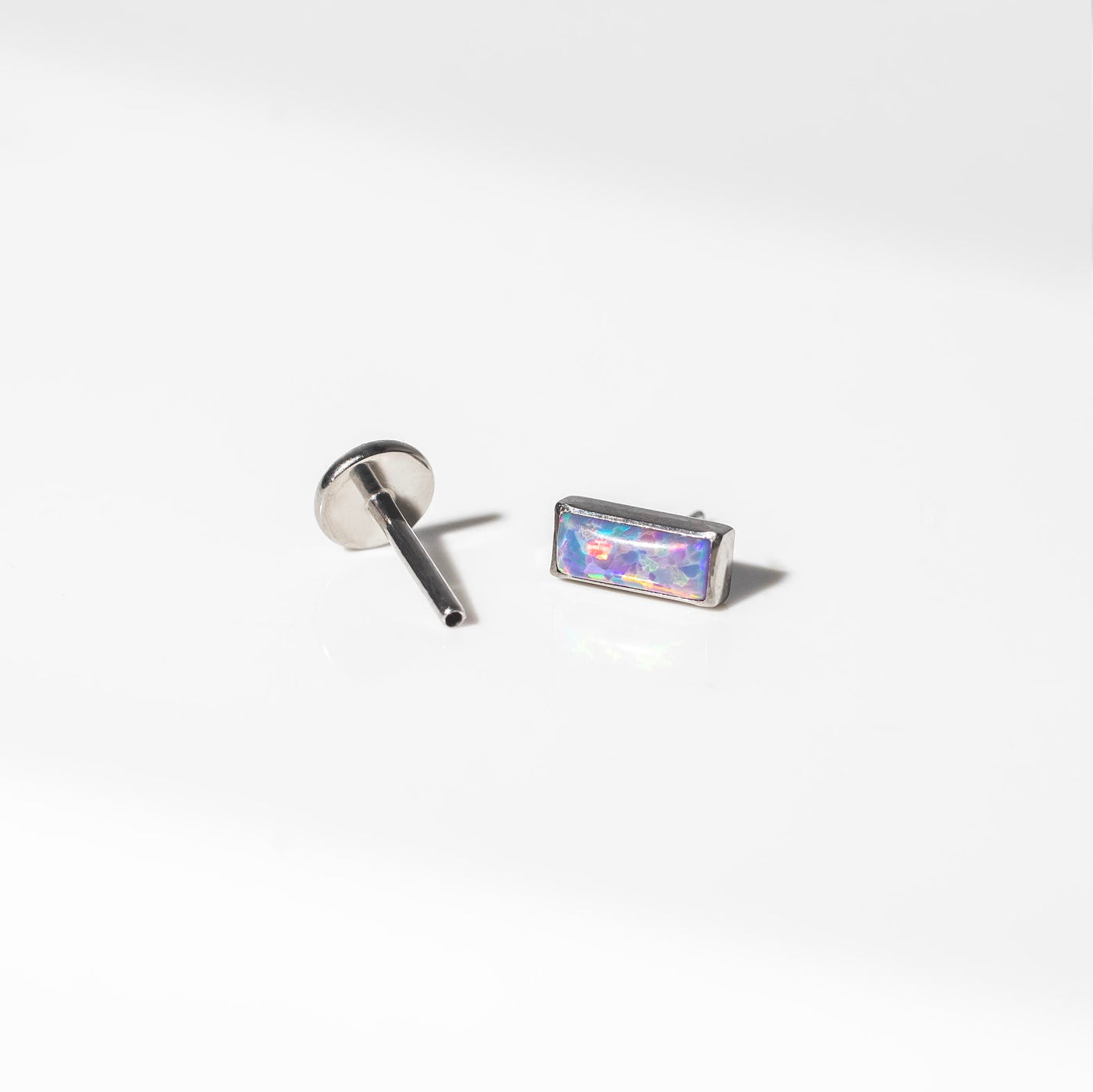 Lavender Baguette Opal Titanium Flat Back Sleeper Earrings