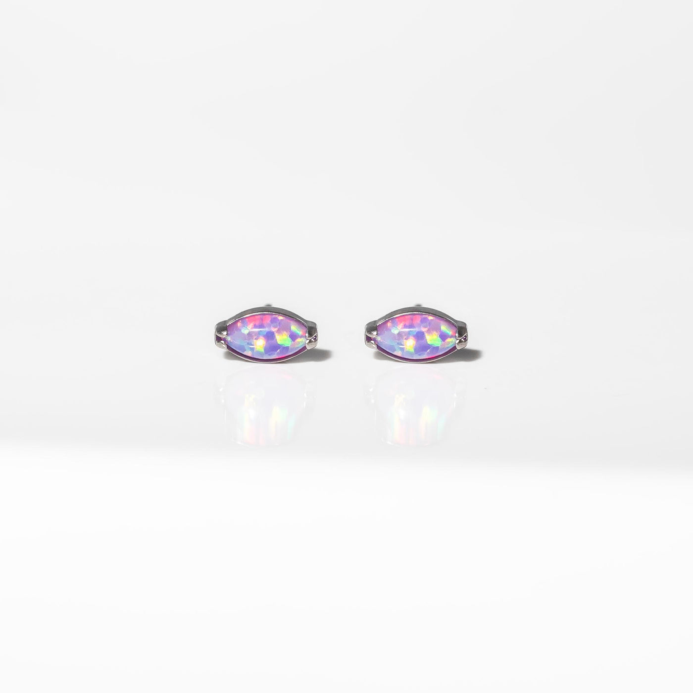 Lavender Marquise Solitaire Opal Titanium Flat Back Sleeper Earrings